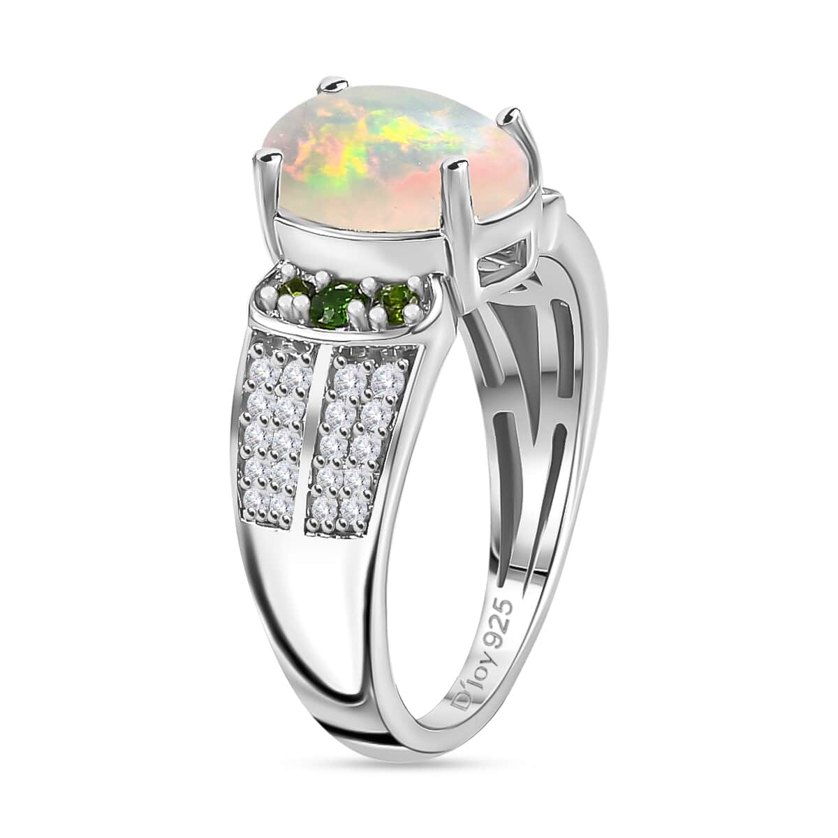 Premium Ethiopian Welo Opal and Multi Gemstone Ring in Platinum Over Sterling Silver (Size 7.0) 1.60 ctw image number 4