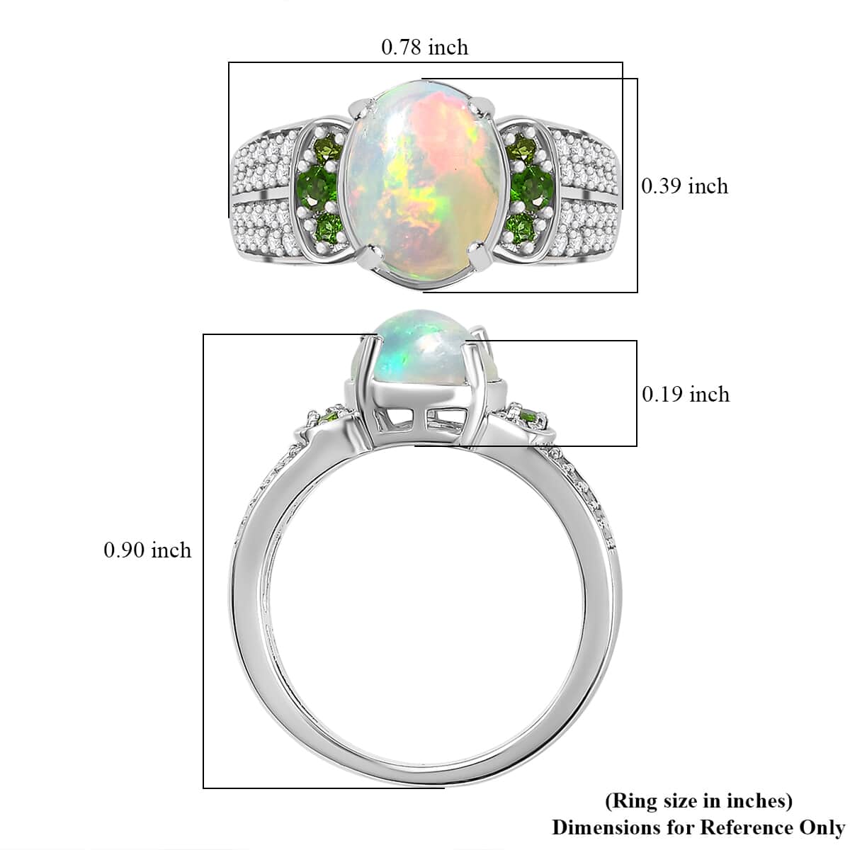 Premium Ethiopian Welo Opal and Multi Gemstone Ring in Platinum Over Sterling Silver (Size 8.0) 1.60 ctw image number 6