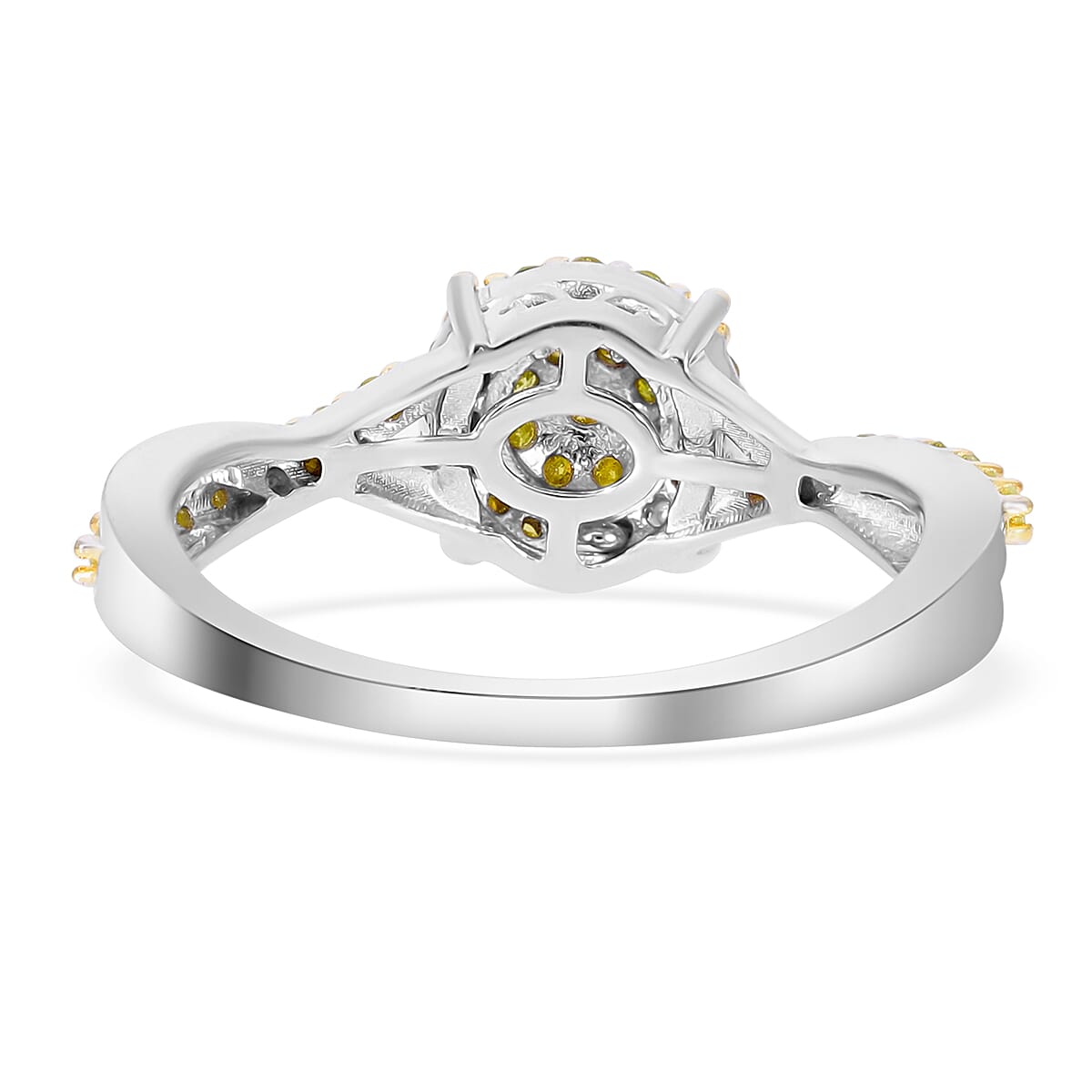 Yellow Diamond Ring in Platinum Over Sterling Silver (Size 6.0) 0.33 ctw image number 4