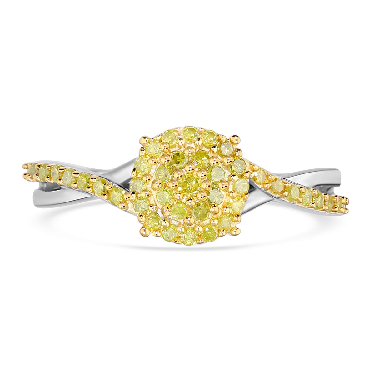 Yellow Diamond Ring in Platinum Over Sterling Silver (Size 9.0) 0.33 ctw image number 0