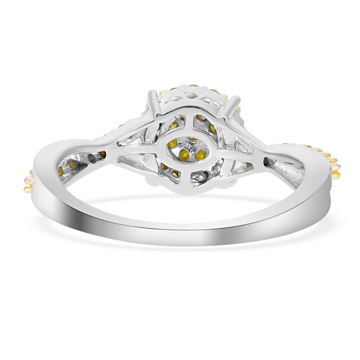 Yellow Diamond Ring in Platinum Over Sterling Silver (Size 9.0) 0.33 ctw image number 4