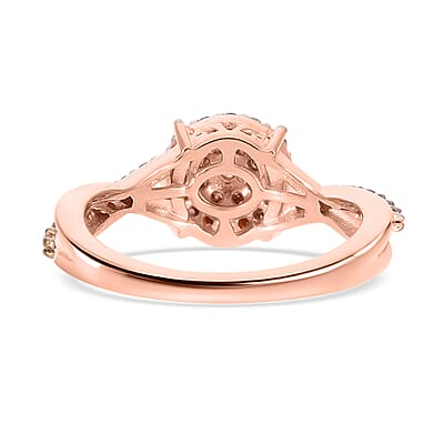 Natural Champagne Diamond Ring in Vermeil Rose Gold Over Sterling Silver (Size 10.0) 0.33 ctw