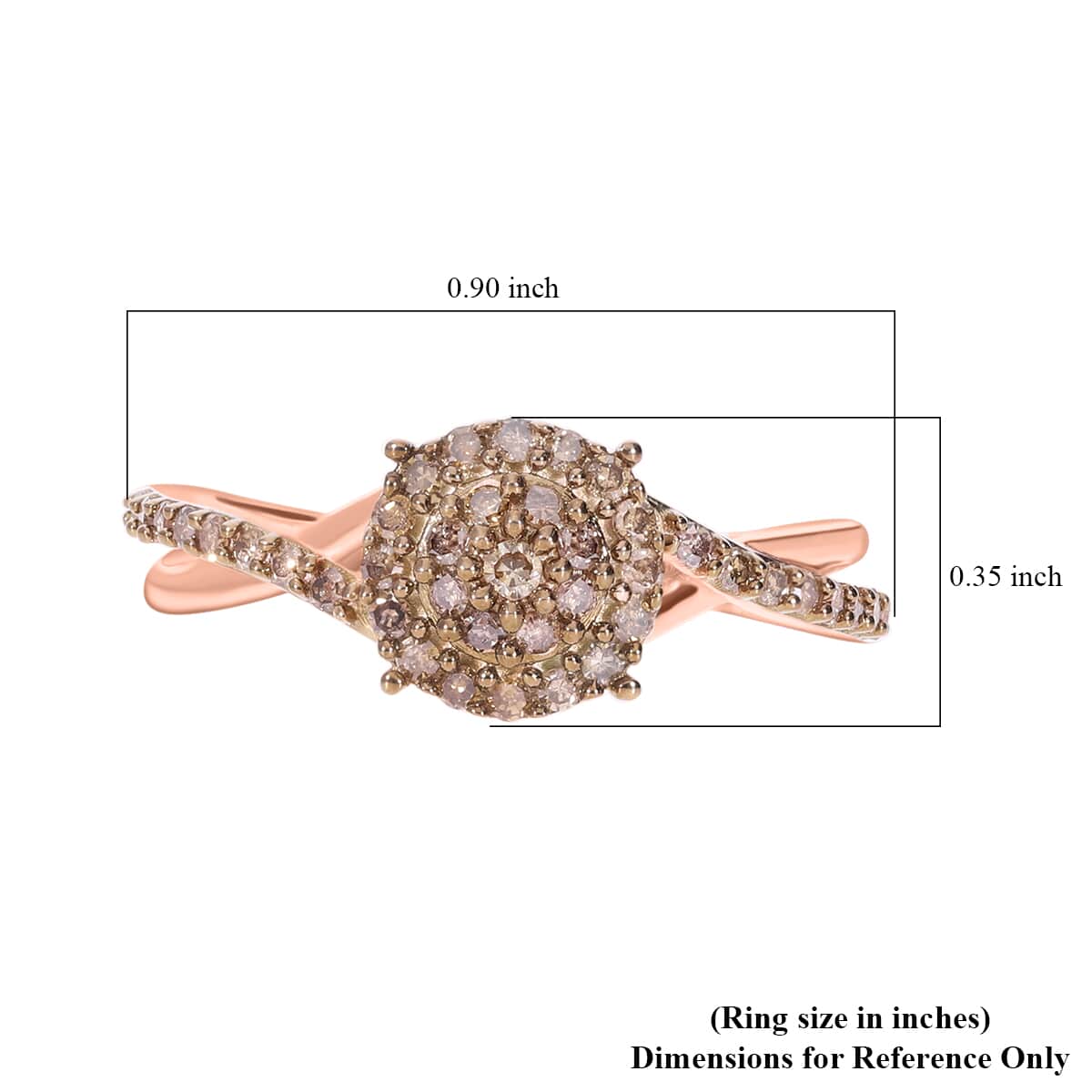 Natural Champagne Diamond Ring in Vermeil Rose Gold Over Sterling Silver (Size 10.0) 0.33 ctw image number 5