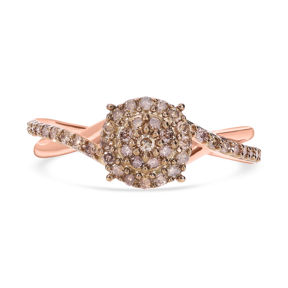 Natural Champagne Diamond Ring in Vermeil Rose Gold Over Sterling Silver (Size 7.0) 0.33 ctw image number 0
