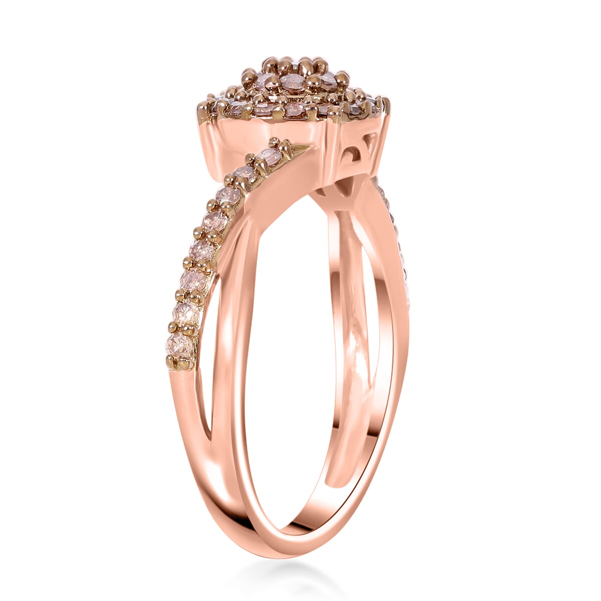 Natural Champagne Diamond Ring in Vermeil Rose Gold Over Sterling Silver (Size 7.0) 0.33 ctw image number 4