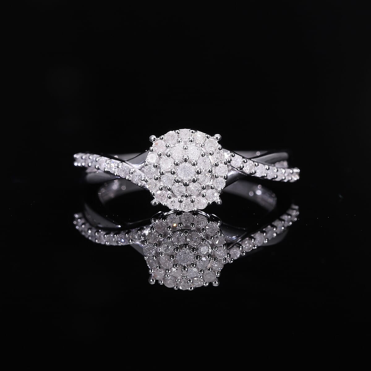 Diamond Ring in Platinum Over Sterling Silver (Size 10.0) 0.33 ctw image number 2