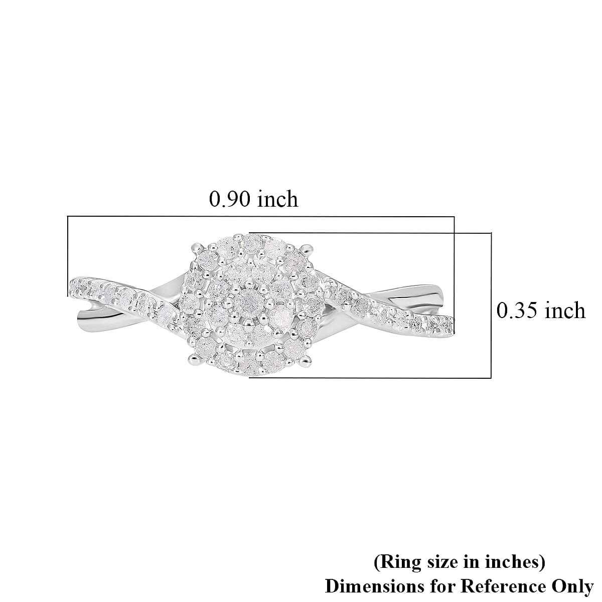 Diamond Ring in Platinum Over Sterling Silver (Size 10.0) 0.33 ctw image number 5
