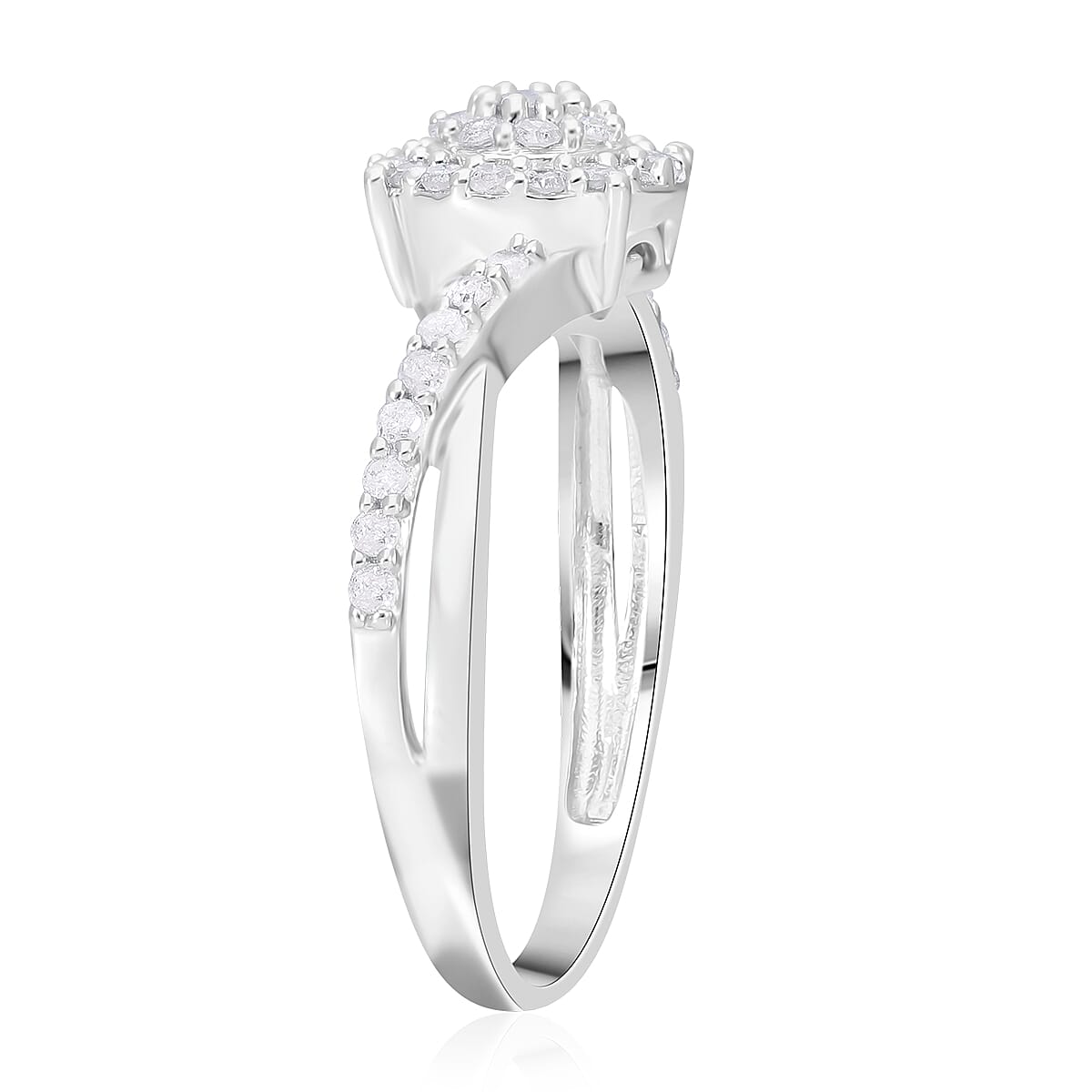 Diamond Ring in Platinum Over Sterling Silver (Size 5.0) 0.33 ctw image number 3