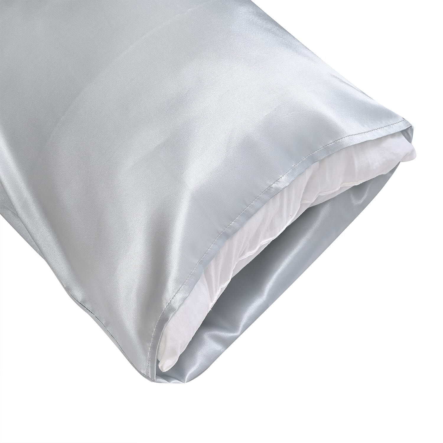 Silver 5 Piece Satin Sleep Set (2x Pillow Case, Eye Mask, Scrunchie, & Pouch)