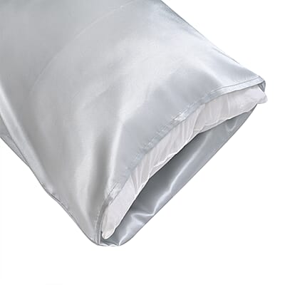 Silver 5 Piece Satin Sleep Set (2x Pillow Case, Eye Mask, Scrunchie, & Pouch)