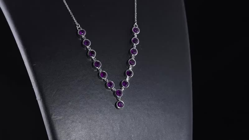 African Amethyst Y-Shape Necklace (18 Inches) in Stainless Steel 6.30 ctw