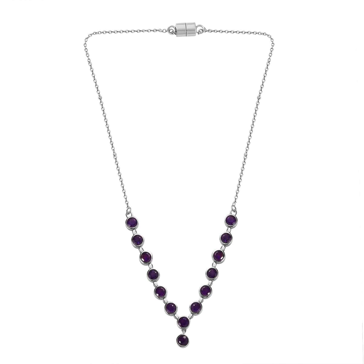 African Amethyst Y-Shape Necklace 18 Inches in Stainless Steel 6.30 ctw image number 3