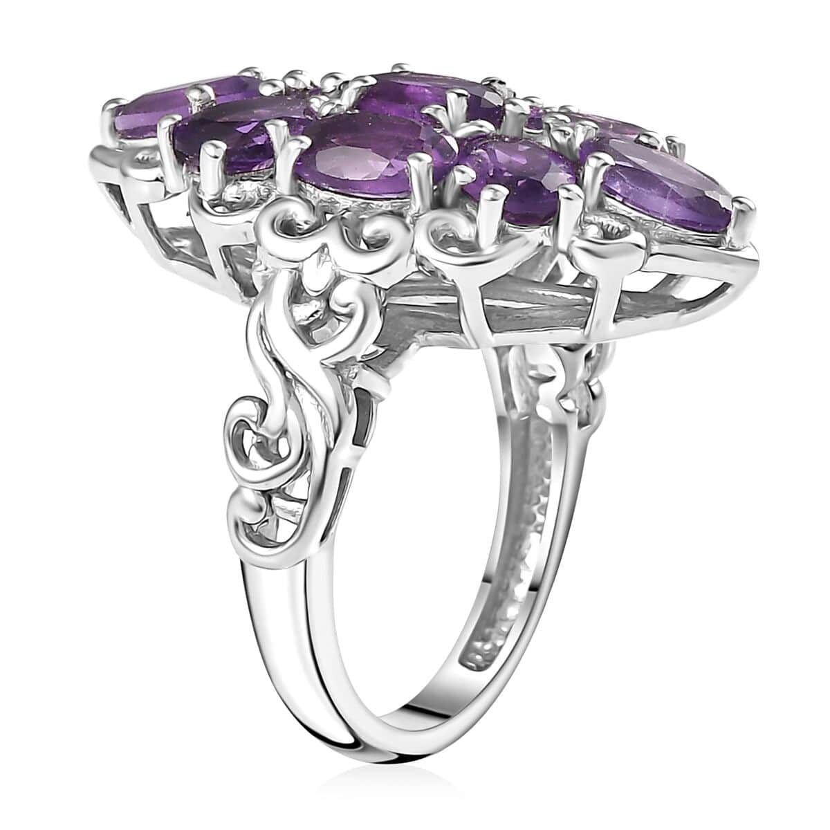 Karis African Amethyst Elongated Ring in Platinum Bond (Size 10.0) 3.85 ctw image number 3