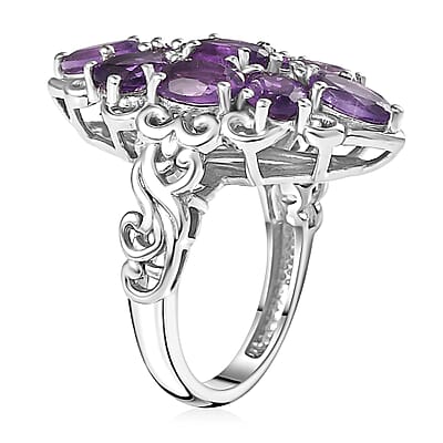 Karis African Amethyst Elongated Ring in Platinum Bond (Size 10.0) 3.85 ctw