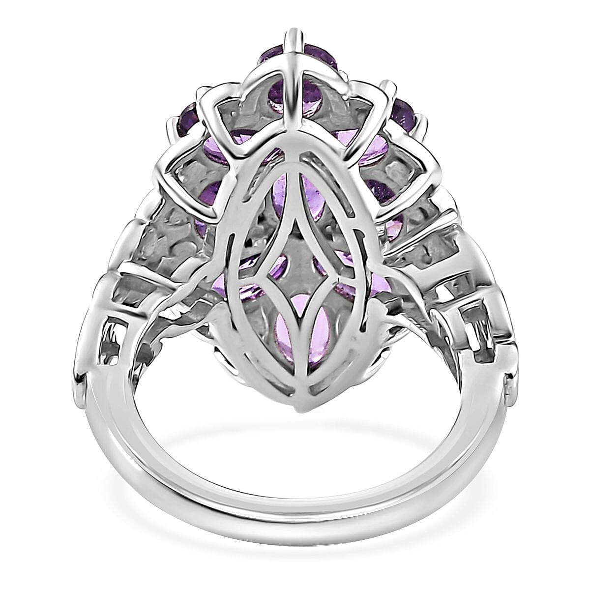 Karis African Amethyst Elongated Ring in Platinum Bond (Size 10.0) 3.85 ctw