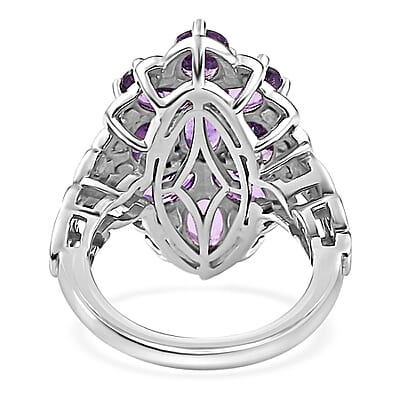 Karis African Amethyst Elongated Ring in Platinum Bond (Size 10.0) 3.85 ctw