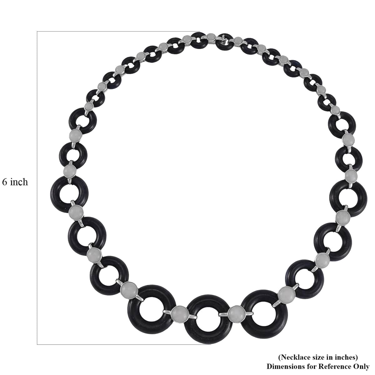 Designer Inspired Black Jade (D) and Natural Jade Disc Graduated Necklace 18 Inches in Platinum Over Sterling Silver 222.10 ctw image number 5