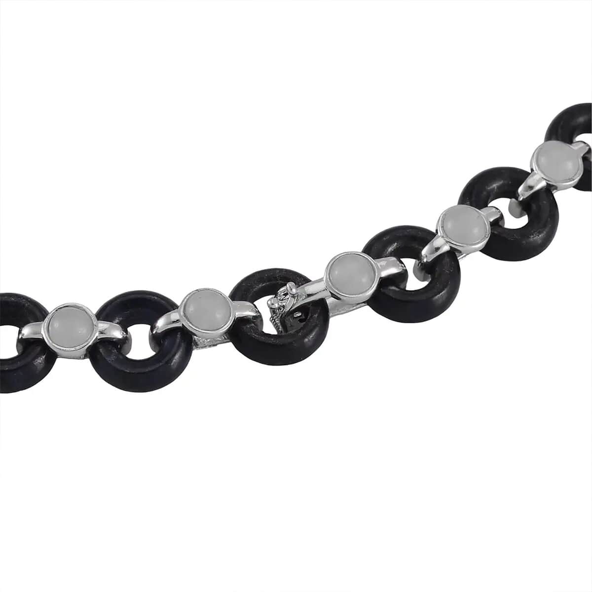 Designer Inspired Black Jade (D) and Natural Jade Disc Graduated Necklace 18 Inches in Platinum Over Sterling Silver 222.10 ctw image number 7