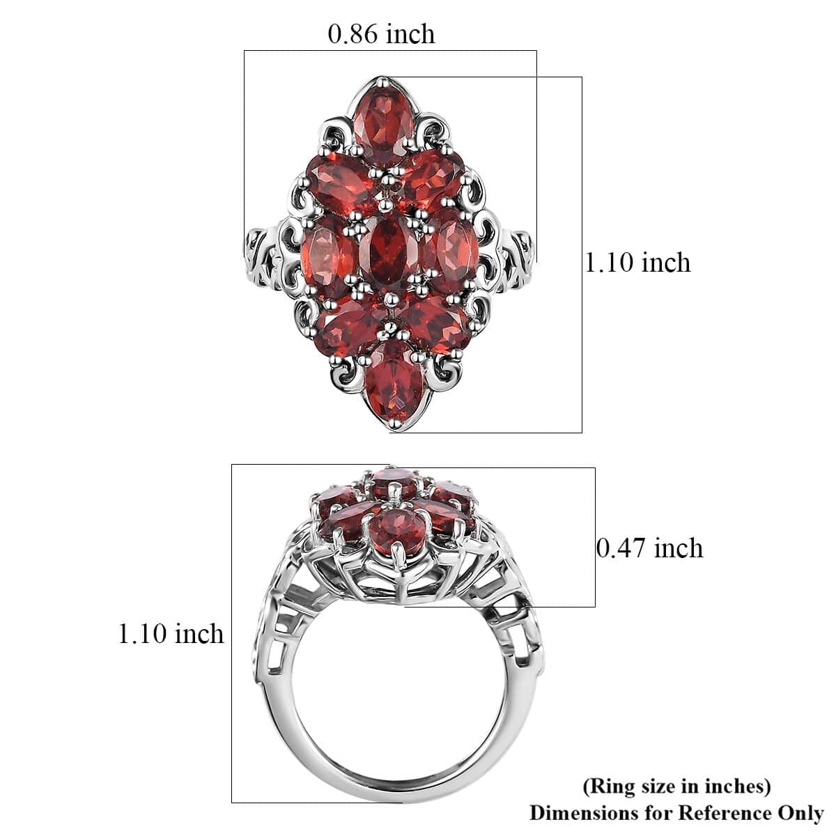 Karis Mozambique Garnet Elongated Ring in Platinum Bond (Size 10.0) 5.00 ctw image number 5