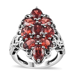 Karis Mozambique Garnet Elongated Ring in Platinum Bond (Size 6.0) 5.00 ctw
