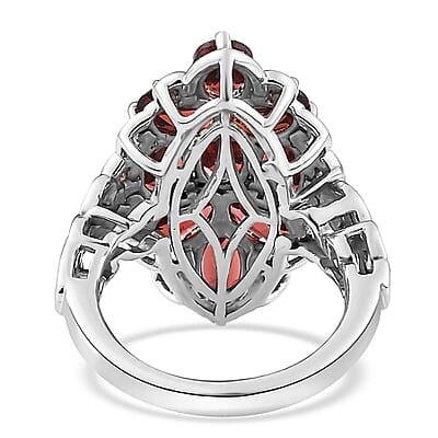 Karis Mozambique Garnet Elongated Ring in Platinum Bond (Size 8.0) 5.00 ctw