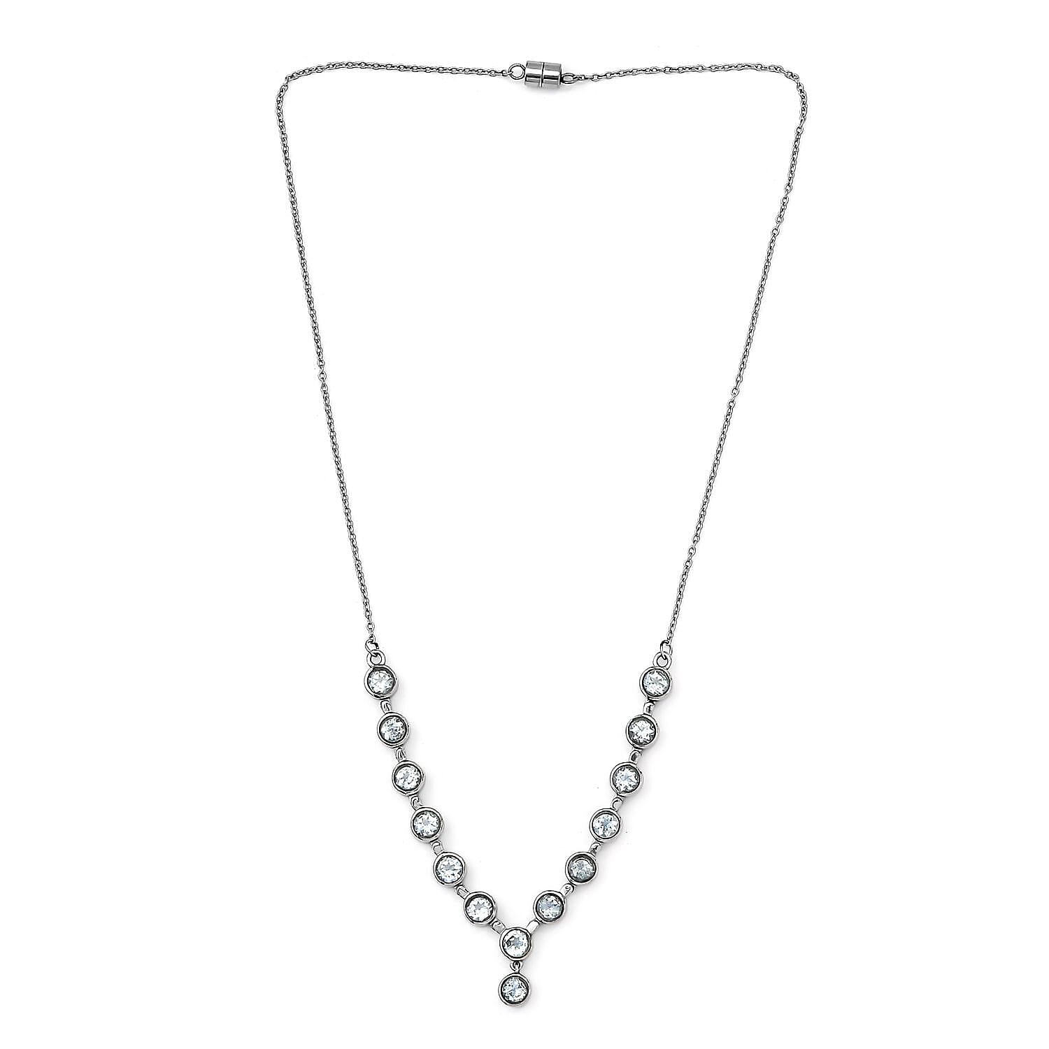 Sky Blue Topaz Y-Shape Necklace 18 Inches in Stainless Steel 8.40 ctw