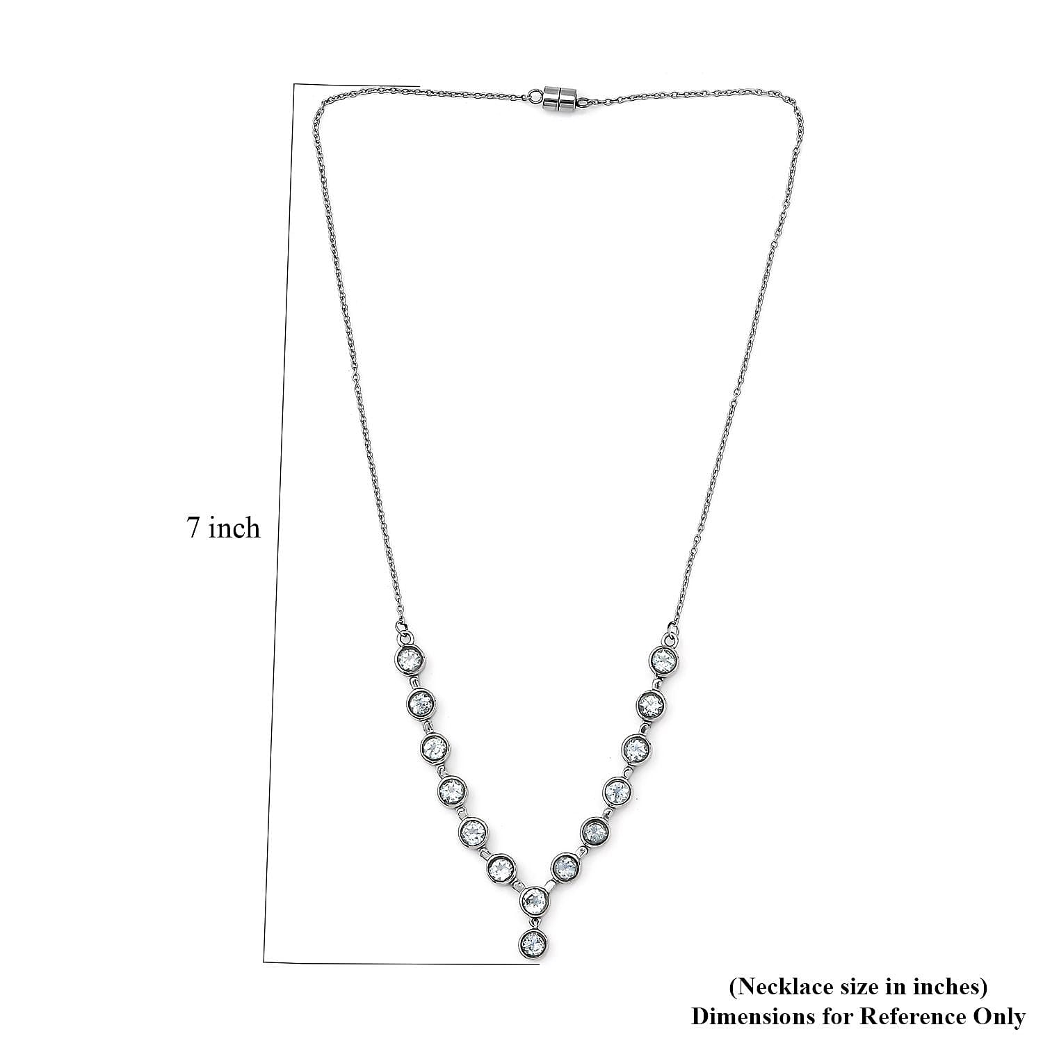 Sky Blue Topaz Y-Shape Necklace 18 Inches in Stainless Steel 8.40 ctw