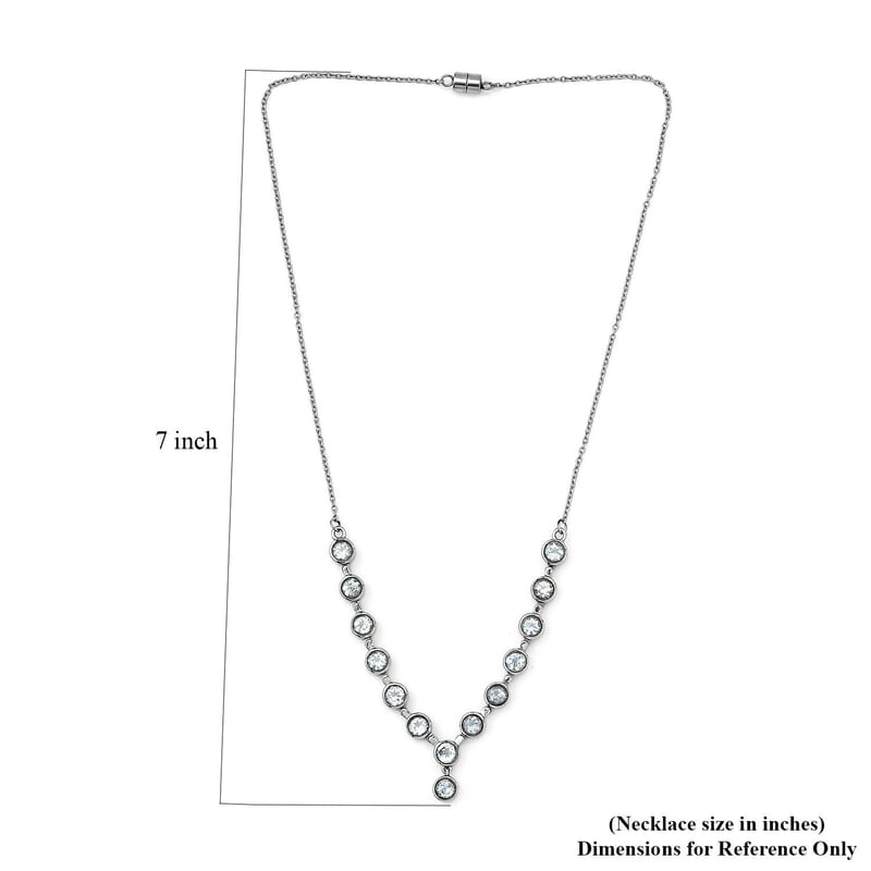 Sky Blue Topaz Y-Shape Necklace 18 Inches in Stainless Steel 8.40 ctw
