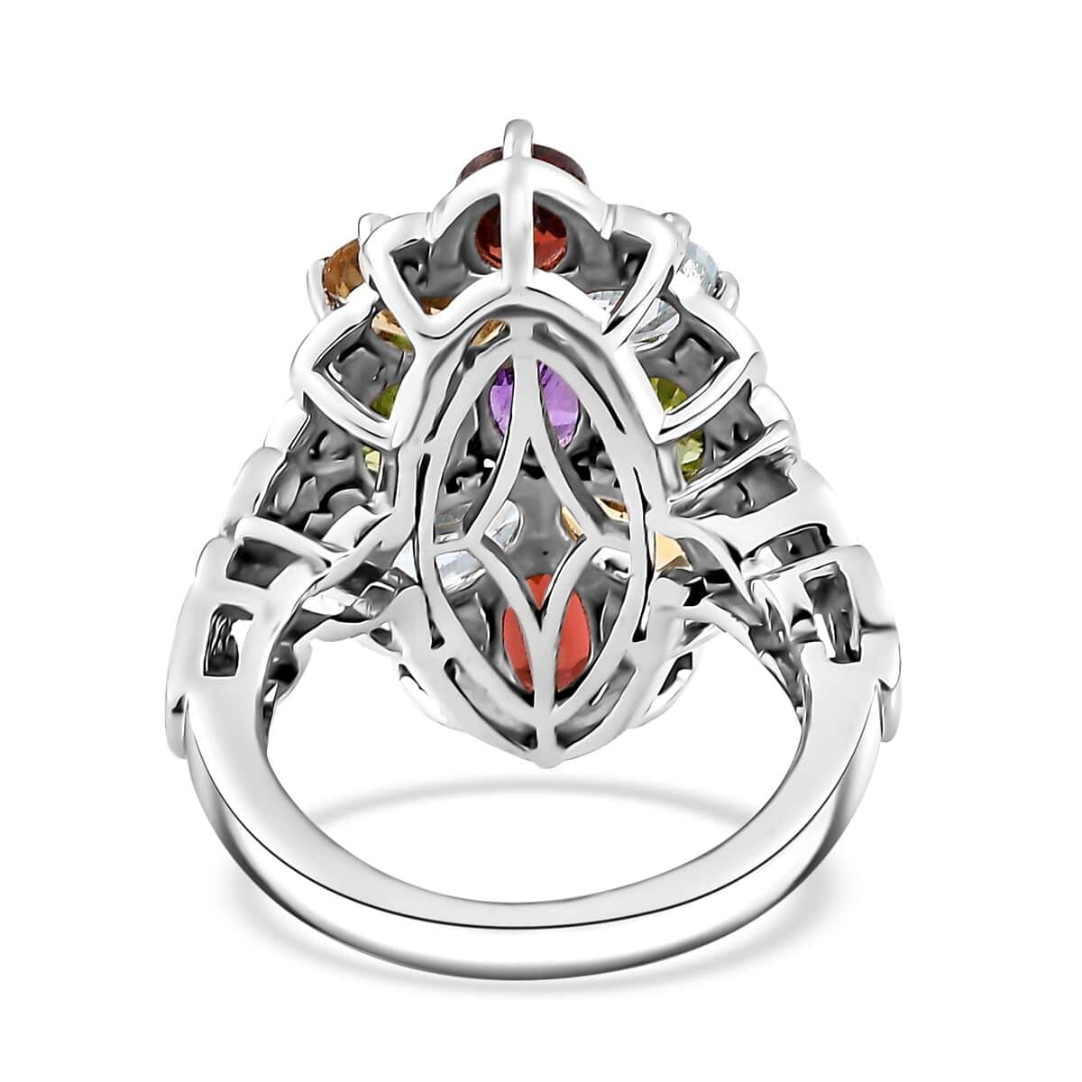 Karis Multi Gemstone Elongated Ring in Platinum Bond (Size 10.0) 4.40 ctw image number 4