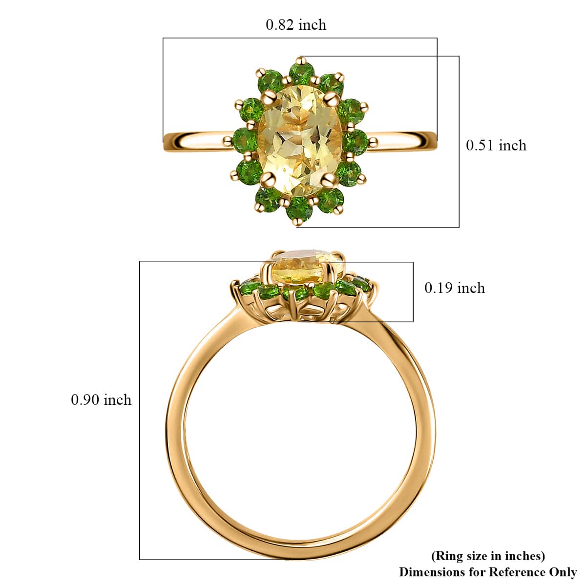 Brazilian Sunfire Beryl and Chrome Diopside Sunburst Ring in Vermeil Yellow Gold Over Sterling Silver (Size 5.0) 1.60 ctw image number 5