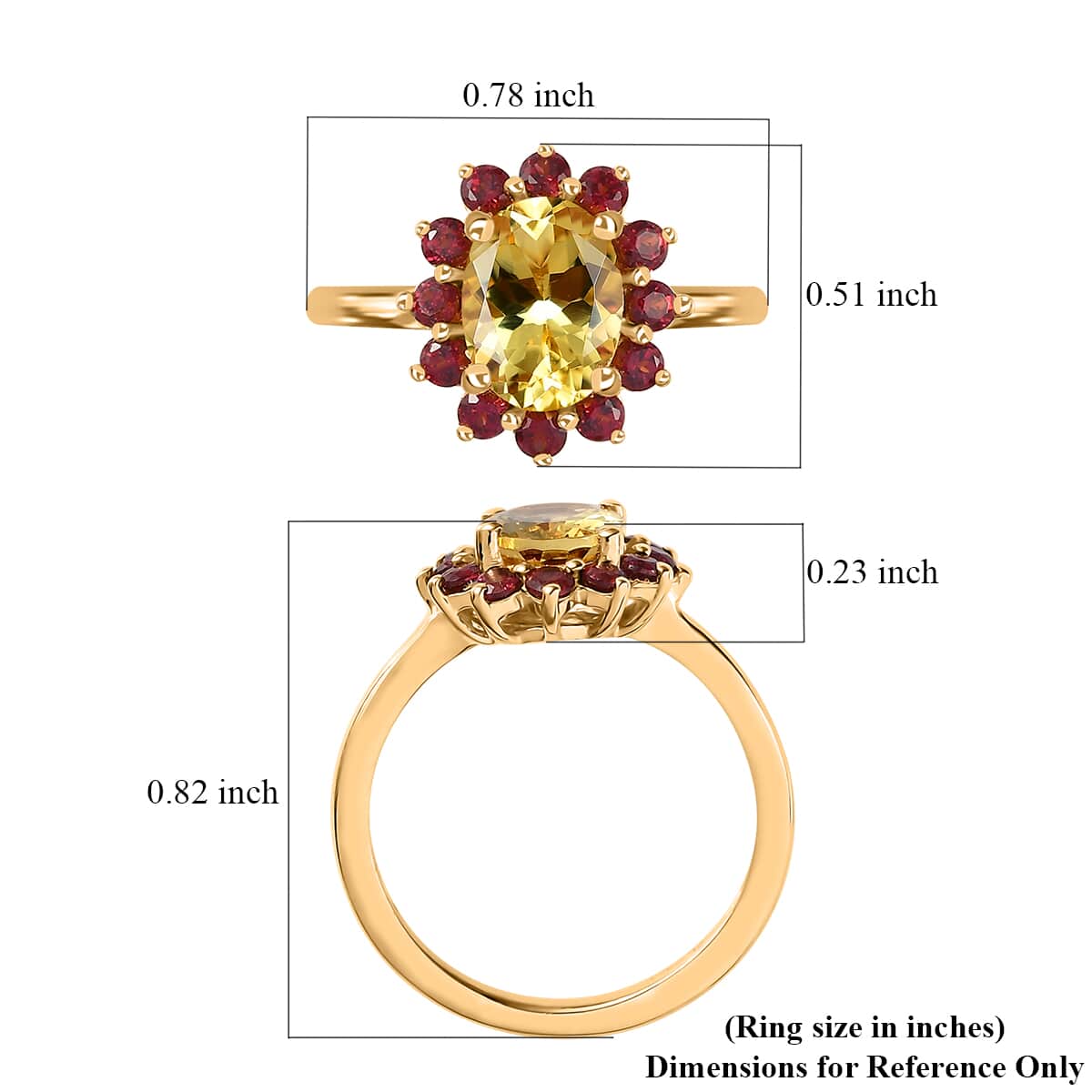 Brazilian Sunfire Beryl and Orissa Rhodolite Garnet Sunburst Ring in Vermeil Yellow Gold Over Sterling Silver (Size 10.0) 1.70 ctw image number 5