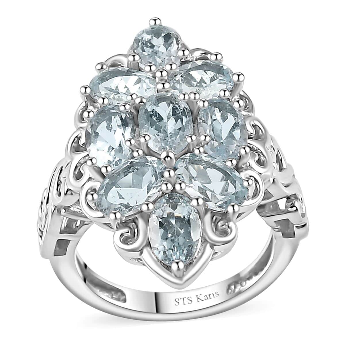 Karis Sky Blue Topaz Elongated Ring in Platinum Bond (Size 10.0) 5.00 ctw image number 0