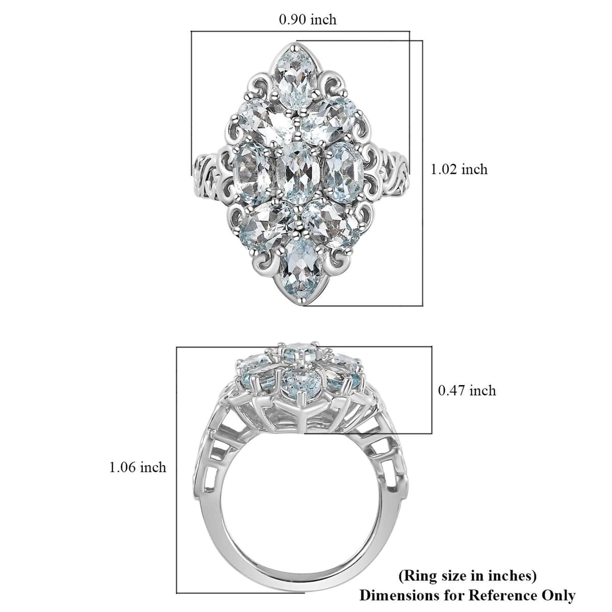 Karis Sky Blue Topaz Elongated Ring in Platinum Bond (Size 10.0) 5.00 ctw image number 5
