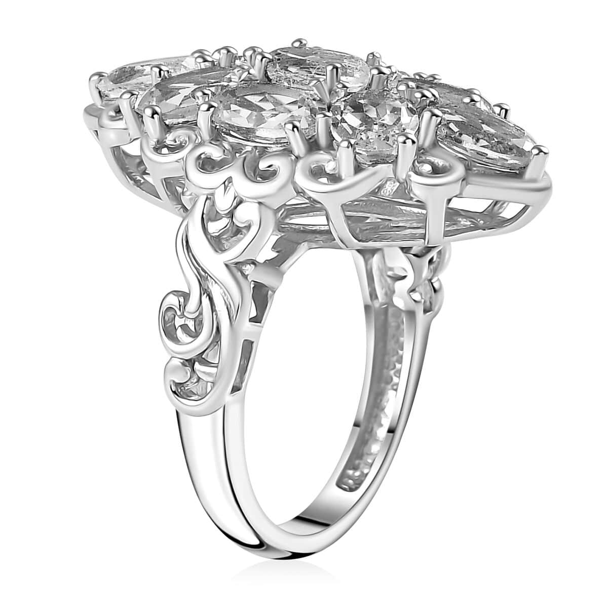 Karis Sky Blue Topaz Elongated Ring in Platinum Bond (Size 7.0) 5.00 ctw image number 3