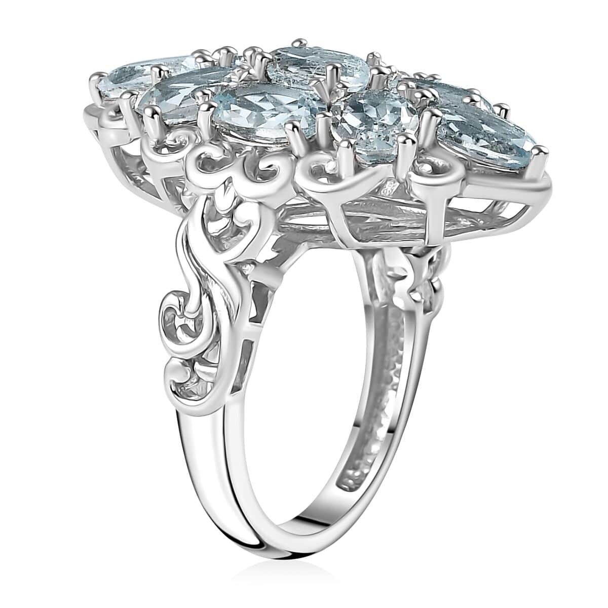 Karis Sky Blue Topaz Elongated Ring in Platinum Bond (Size 8.0) 5.00 ctw image number 3