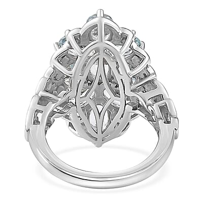 Karis Sky Blue Topaz Elongated Ring in Platinum Bond (Size 8.0) 5.00 ctw