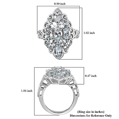 Karis Sky Blue Topaz Elongated Ring in Platinum Bond (Size 8.0) 5.00 ctw