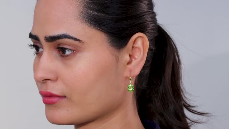 Sunfire Beryl and Chrome Diopside Lever Back Earrings in Vermeil Yellow Gold Over Sterling Silver 1.60 ctw