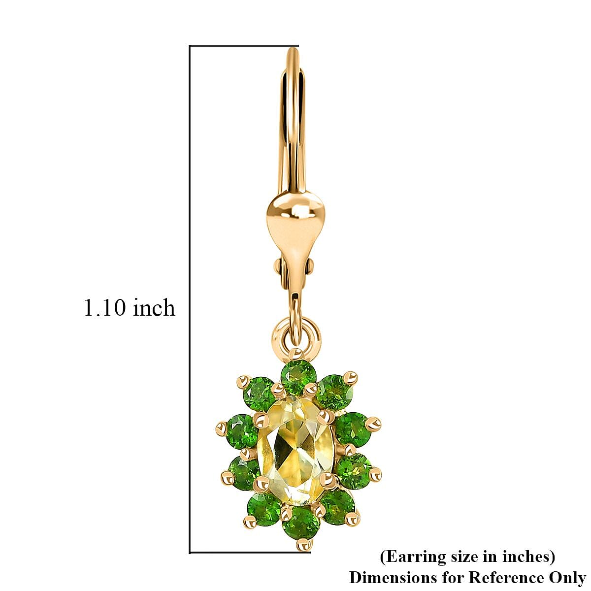 Brazilian Sunfire Beryl and Chrome Diopside Lever Back Earrings in Vermeil Yellow Gold Over Sterling Silver 1.60 ctw