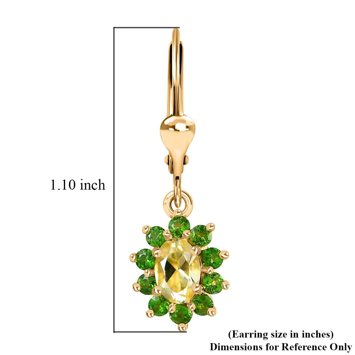 Sunfire Beryl and Chrome Diopside Lever Back Earrings in Vermeil Yellow Gold Over Sterling Silver 1.60 ctw image number 5