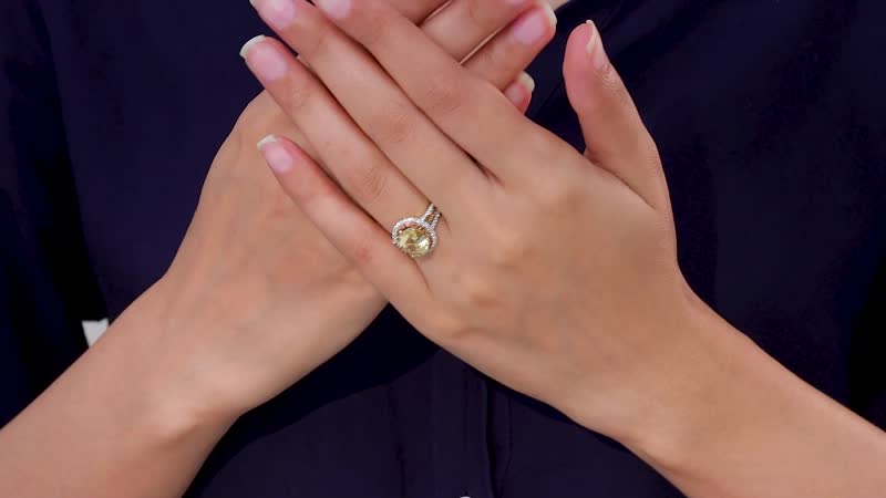 Sunfire Beryl, Brown and White Zircon Ring in Vermeil YG Over Sterling Silver (Size 10.0) 3.30 ctw