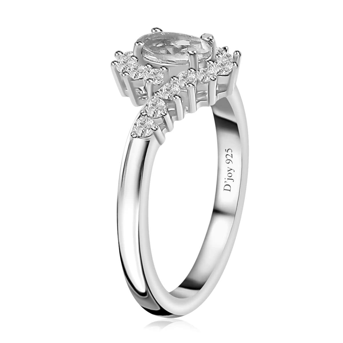 Sunfire Beryl and White Zircon Ring in Platinum Over Sterling Silver (Size 10.0) 0.80 ctw image number 3