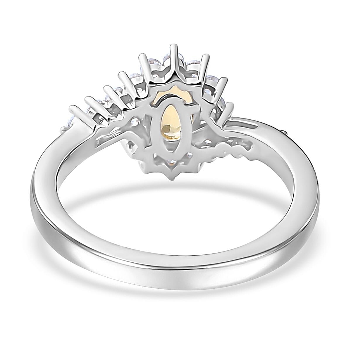 D'Joy Brazilian Sunfire Beryl and White Zircon Ring in Platinum Over Sterling Silver (Size 10.0) 0.80 ctw