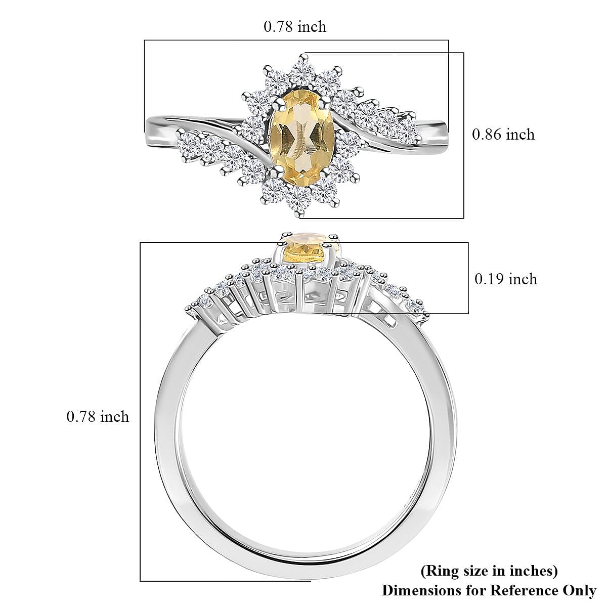 D'Joy Brazilian Sunfire Beryl and White Zircon Ring in Platinum Over Sterling Silver (Size 10.0) 0.80 ctw