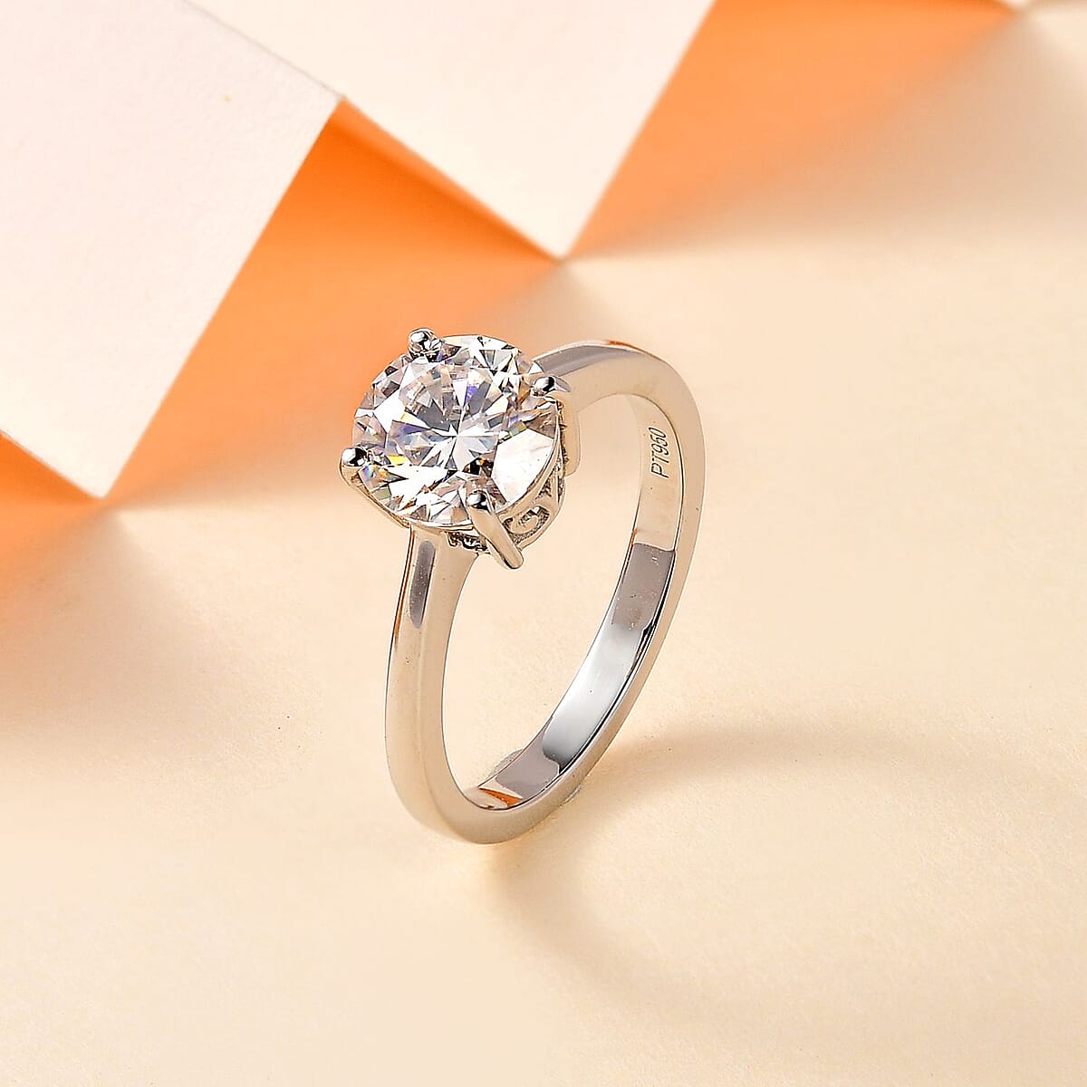 950 Platinum Moissanite Solitaire Ring (Size 5.0) 4 Grams 1.75 ctw image number 1