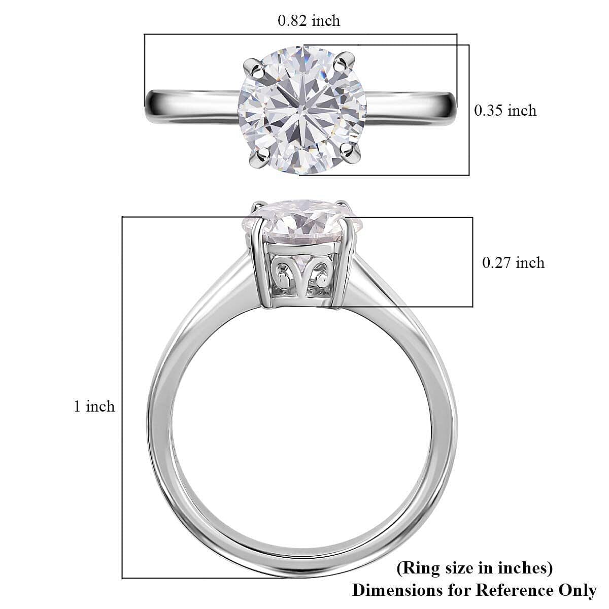 950 Platinum Moissanite Solitaire Ring (Size 5.0) 4 Grams 1.75 ctw image number 6