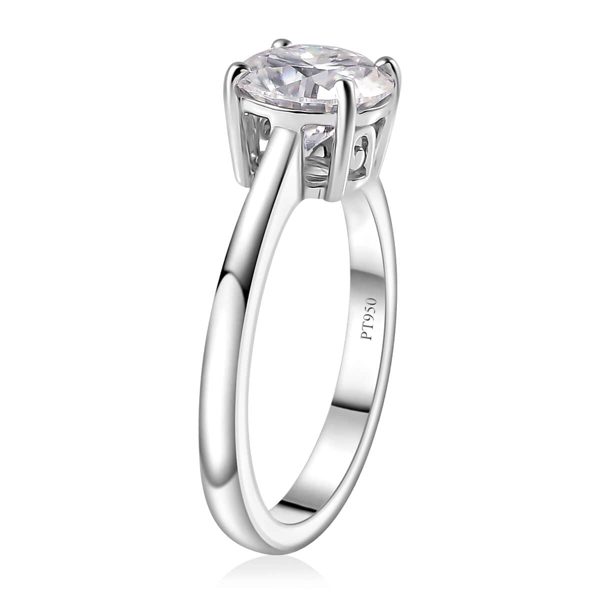 950 Platinum Moissanite Solitaire Ring (Size 7.0) 4 Grams 1.75 ctw image number 4