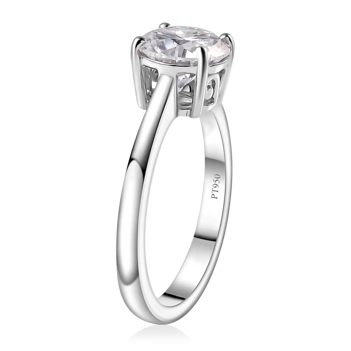 950 Platinum Moissanite Solitaire Ring (Size 8.0) 4 Grams 1.75 ctw image number 4