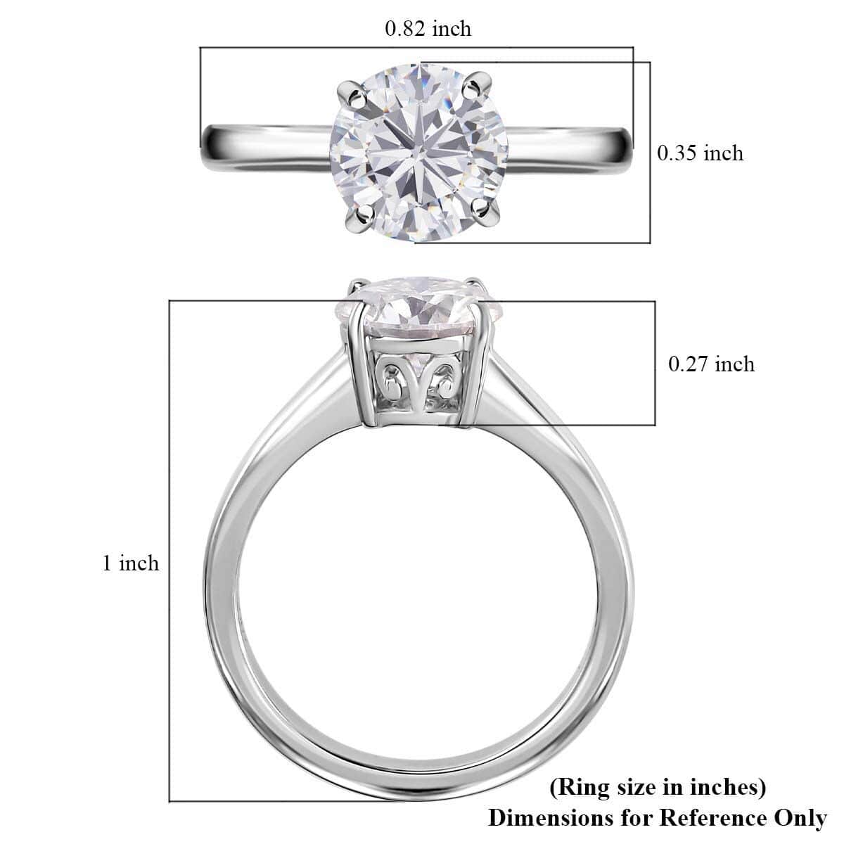 950 Platinum Moissanite Solitaire Ring (Size 8.0) 4 Grams 1.75 ctw image number 6