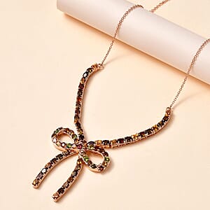 D'Joy Multi-Tourmaline Bowknot Necklace 18-20 Inches in Vermeil Rose Gold Over Sterling Silver 10.00 ctw